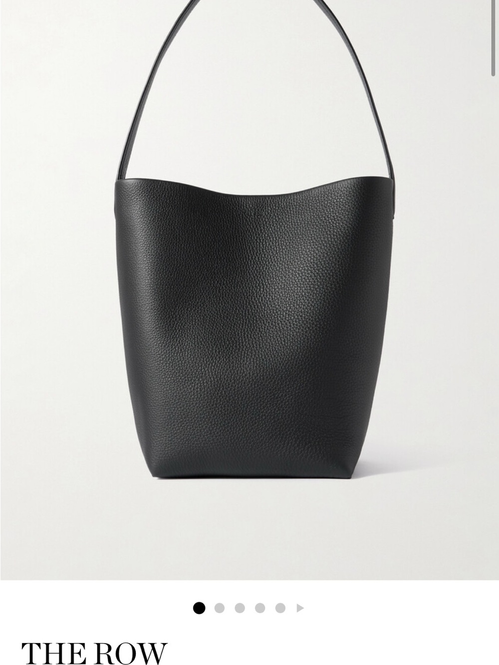The Row Large N/S Park Tote - Black Pebbled Leather Shoulder Bucket N/S bag